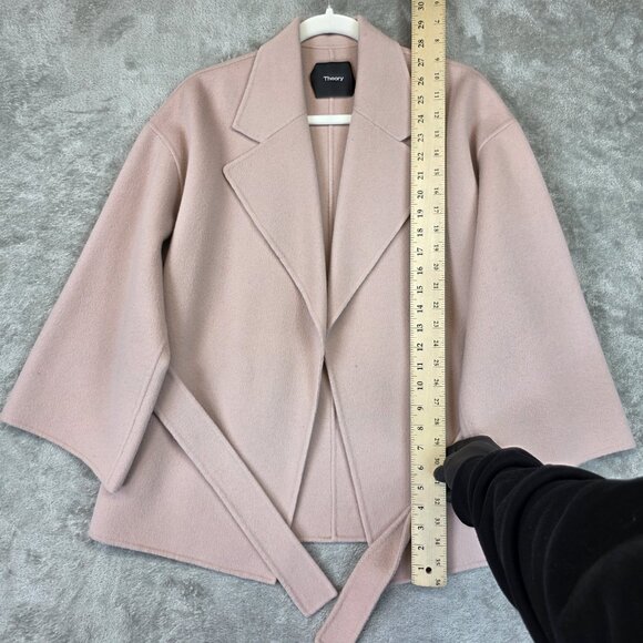 Theory Jacket Womens Petite P Pink Wool Cashmere Belted Open Front 3/4 Sleeve - Picture 10 of 15